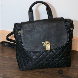 Steve Madden Backpack Purse Black Faux Leather